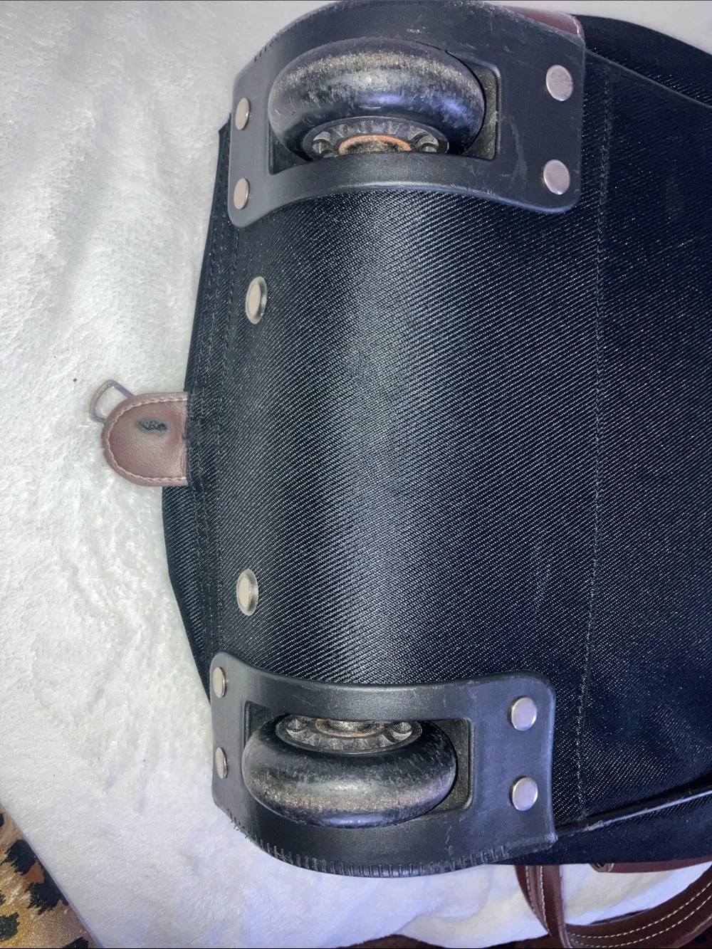 Nine West Black Roller Duffel Bag with Brown Trim